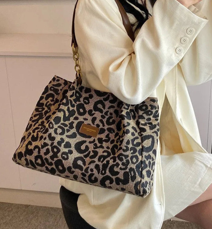 Brielle | Leopard Canvas Shopping Bag - AUDREY DUBLIN