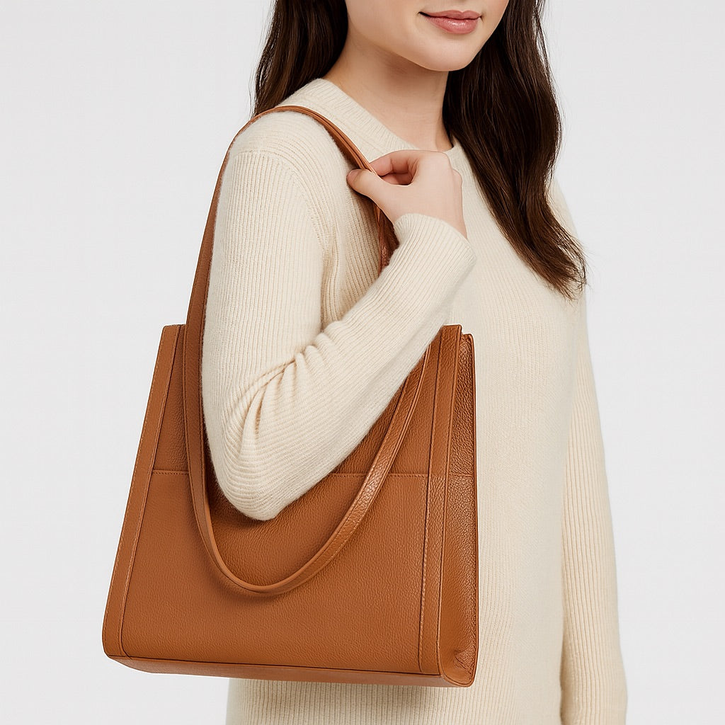 Sylvie | Minimalist Leather Tote Bag - AUDREY DUBLIN